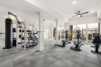 the home has a gym with weights and cardio equipment